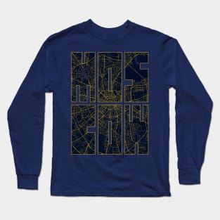 Moscow, Russia City Map Typography - Gold Art Deco Long Sleeve T-Shirt